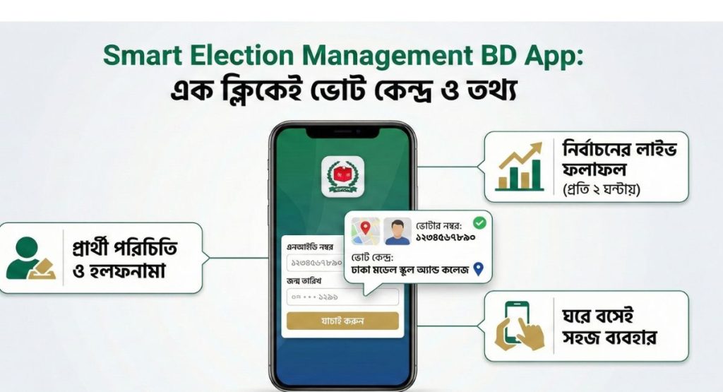 ভোটকেন্দ্রের নাম ও নম্বর জানবেন যেভাবে Smart-Election-Management-BD-App